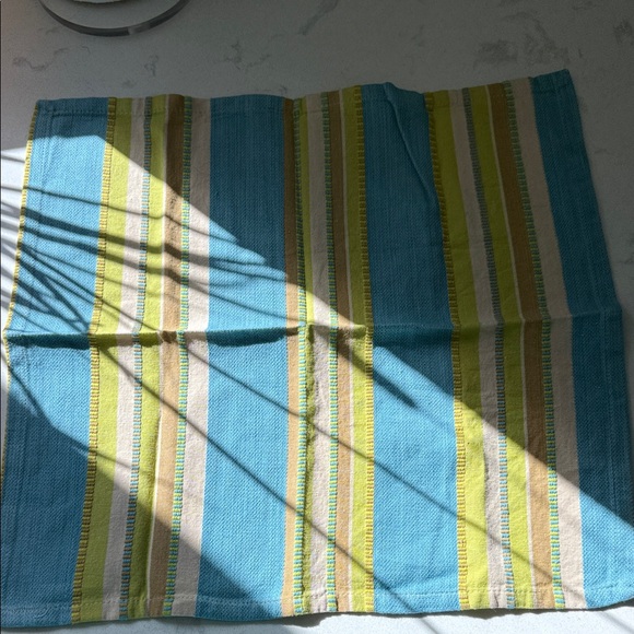 Striped Blue, Yellow, Tan & Beige Napkins 100% Cotton set of 4 - Picture 4 of 11